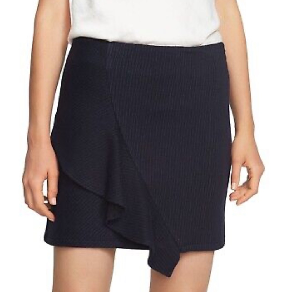 1. STATE Navy PinStriped Asymmetric Ruffle Mini Skirt S